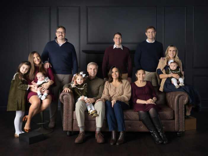 baby, black wall, extended family, family, siblings, studio