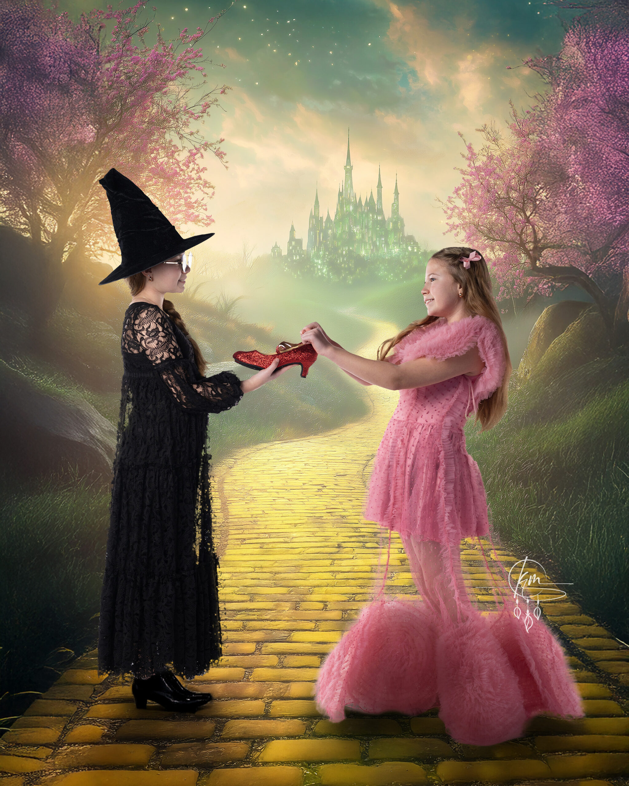 wicked elphaba and glinda in Oz couture portraits by Pittsburgh child photographer